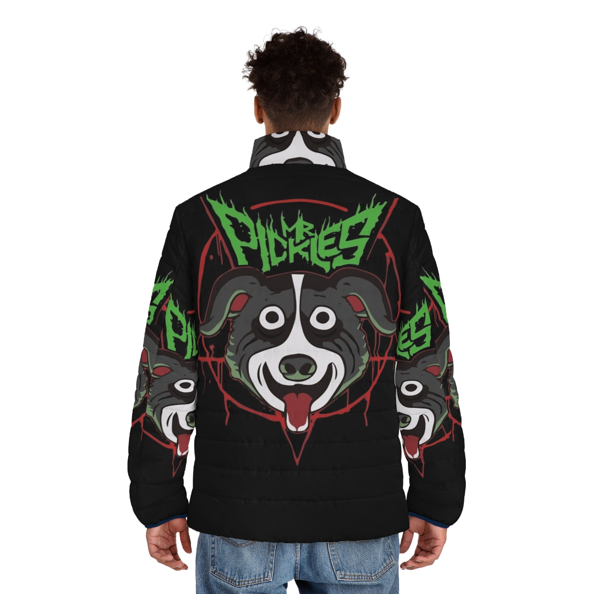 Mr Pickles 04 Puffer Jacket - Demonic dog design from Adult Swim - men back