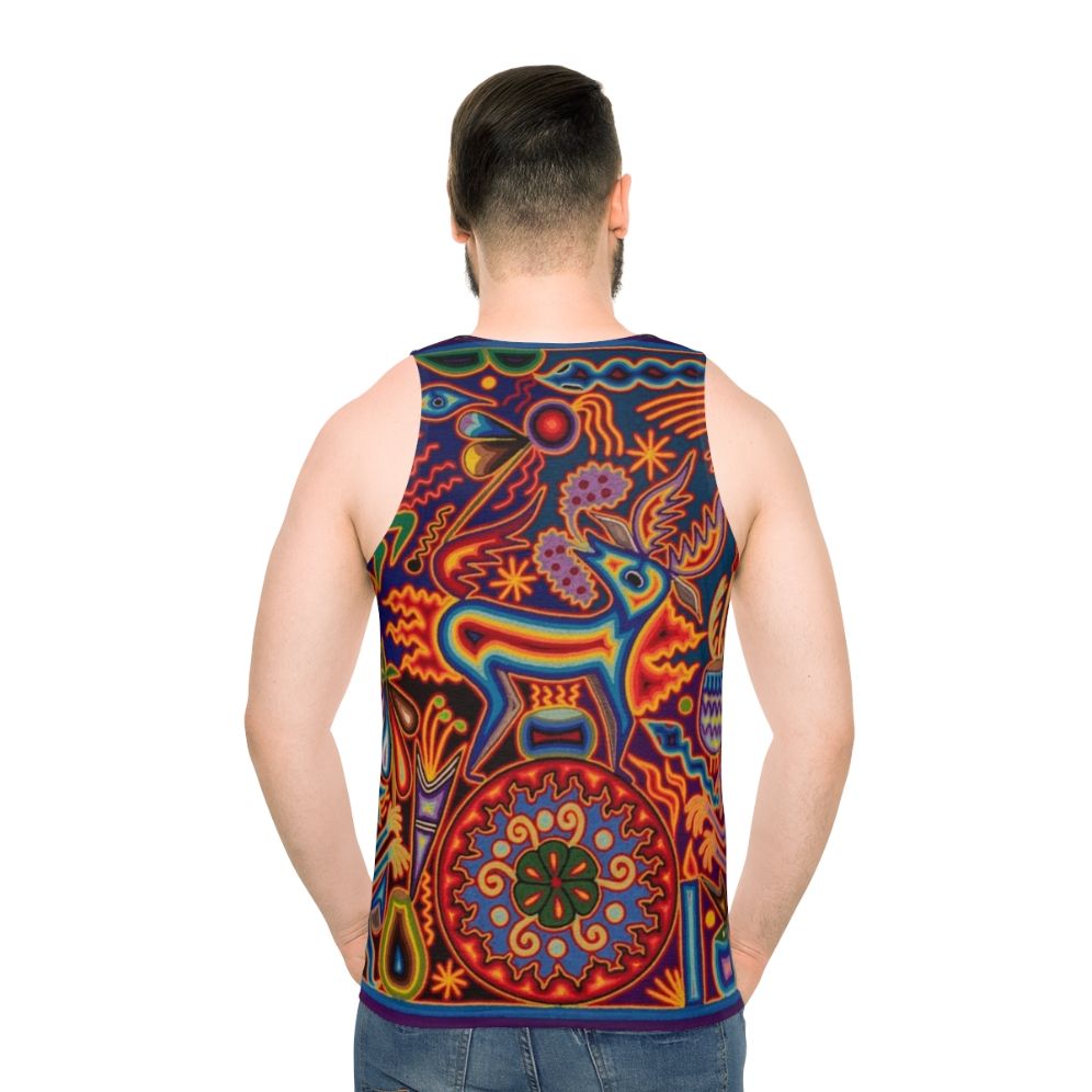 Huichol Unisex Mexican Skull Tank Top - men back