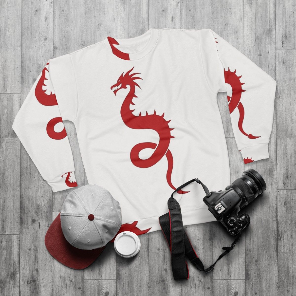 Legendary Animals Dragon Silhouette Cool Sweatshirt - flat lay