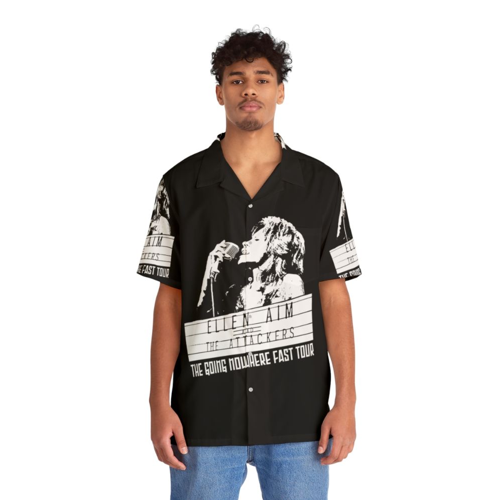 Retro Hawaiian shirt featuring the Ellen Aim and The Attackers from the cult classic film Streets of Fire - People Front