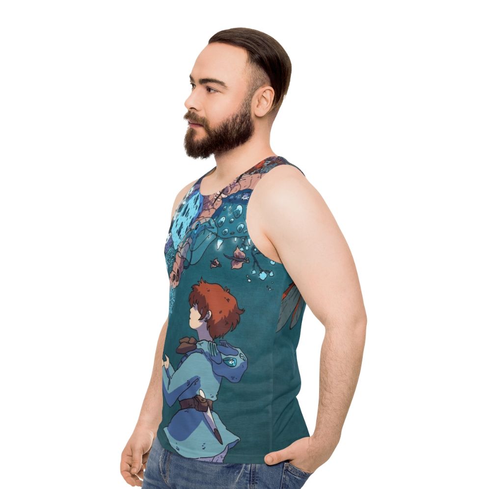 Nausicaa unisex tank top with nature and bug pattern design - men side