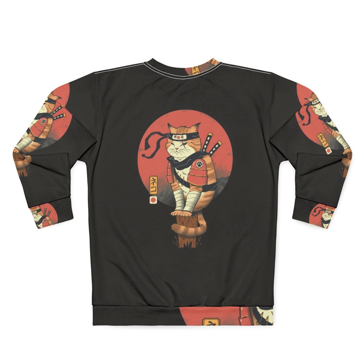 Shinobi cat sweatshirt featuring Japanese art and traditional design - Back