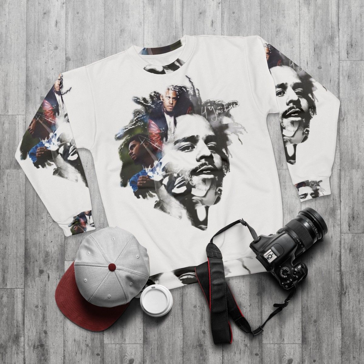 J Cole Hip Hop Sweatshirt - flat lay