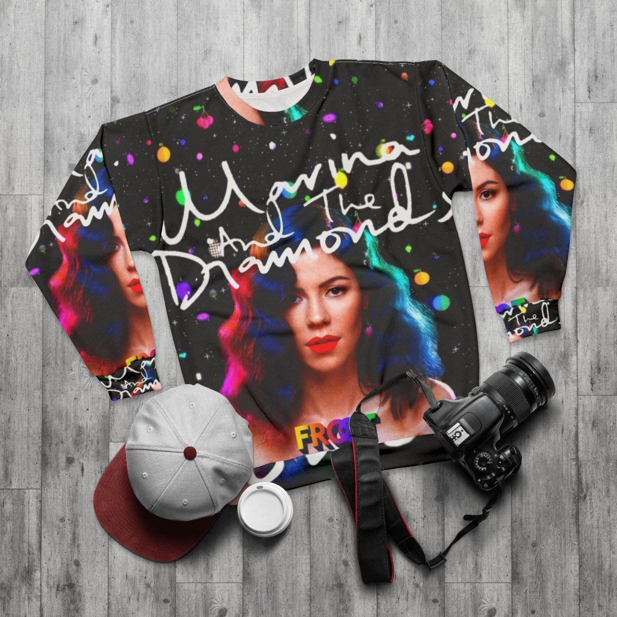 Marina And The Diamonds Froot Galaxy Sweatshirt - flat lay