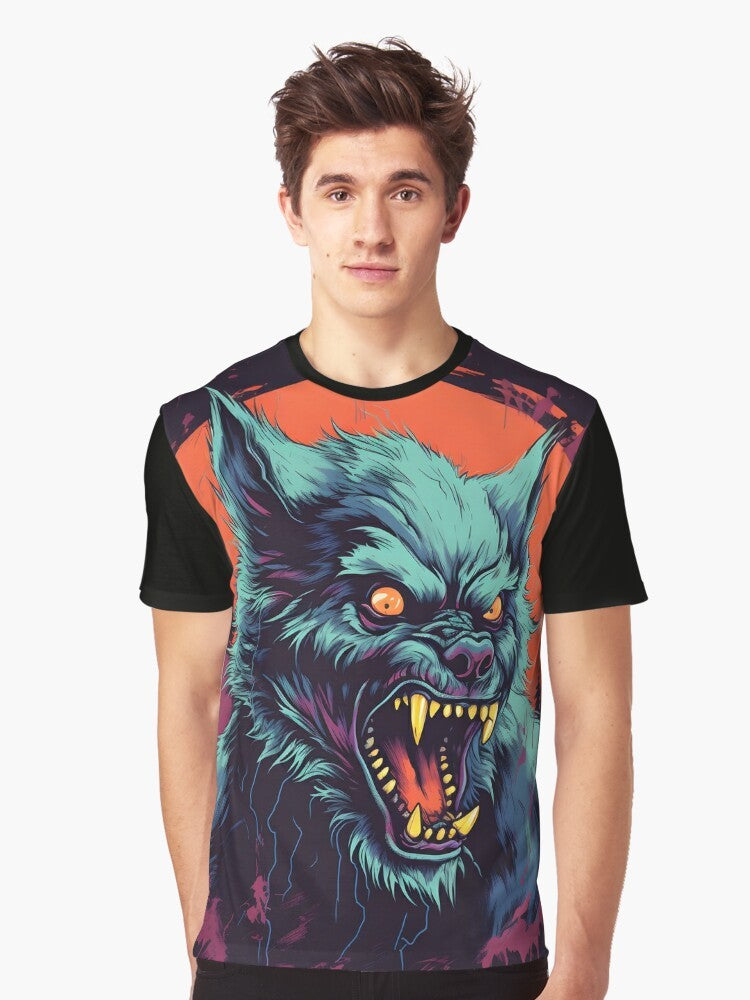 Frightening werewolf graphic on a t-shirt for Halloween - Men