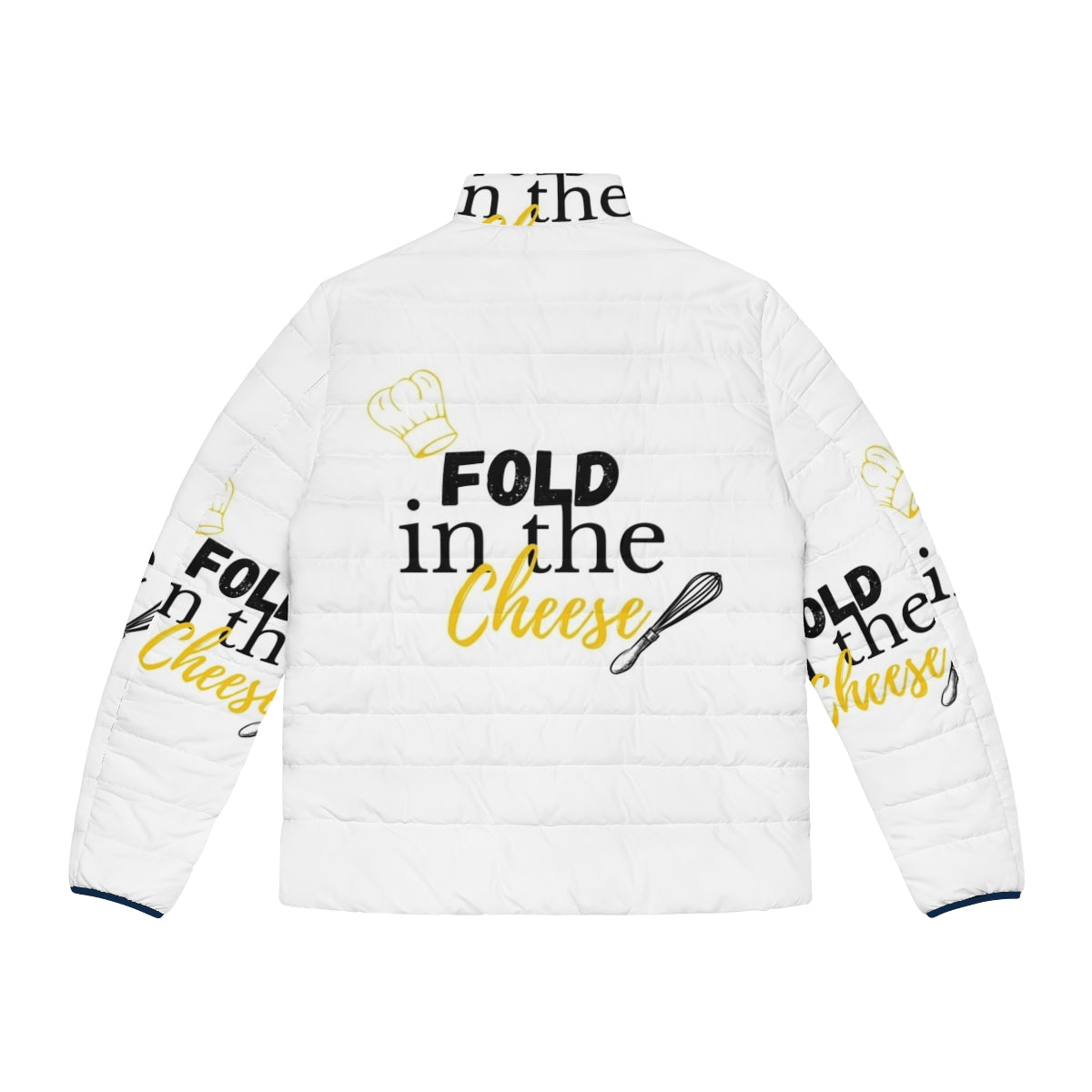 Schitt's Creek "Fold In The Cheese" Quotes Puffer Jacket - Back