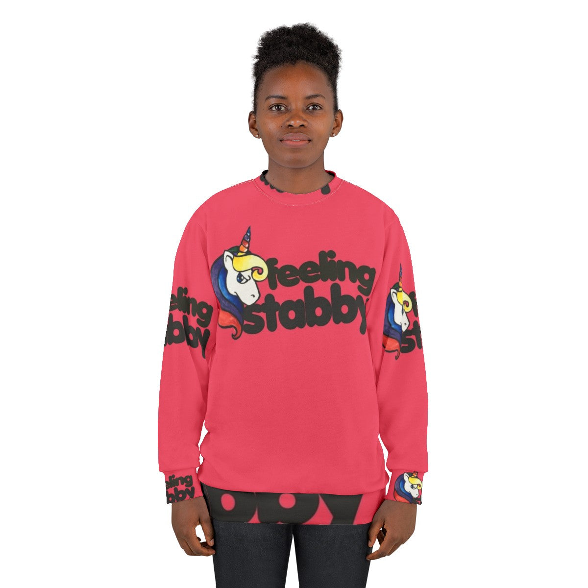 Feeling Stabby Retro Rainbow Unicorn Sweatshirt - women