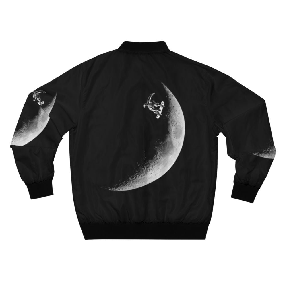 Astronaut skateboarding on the moon with a black and white bomber jacket - Back