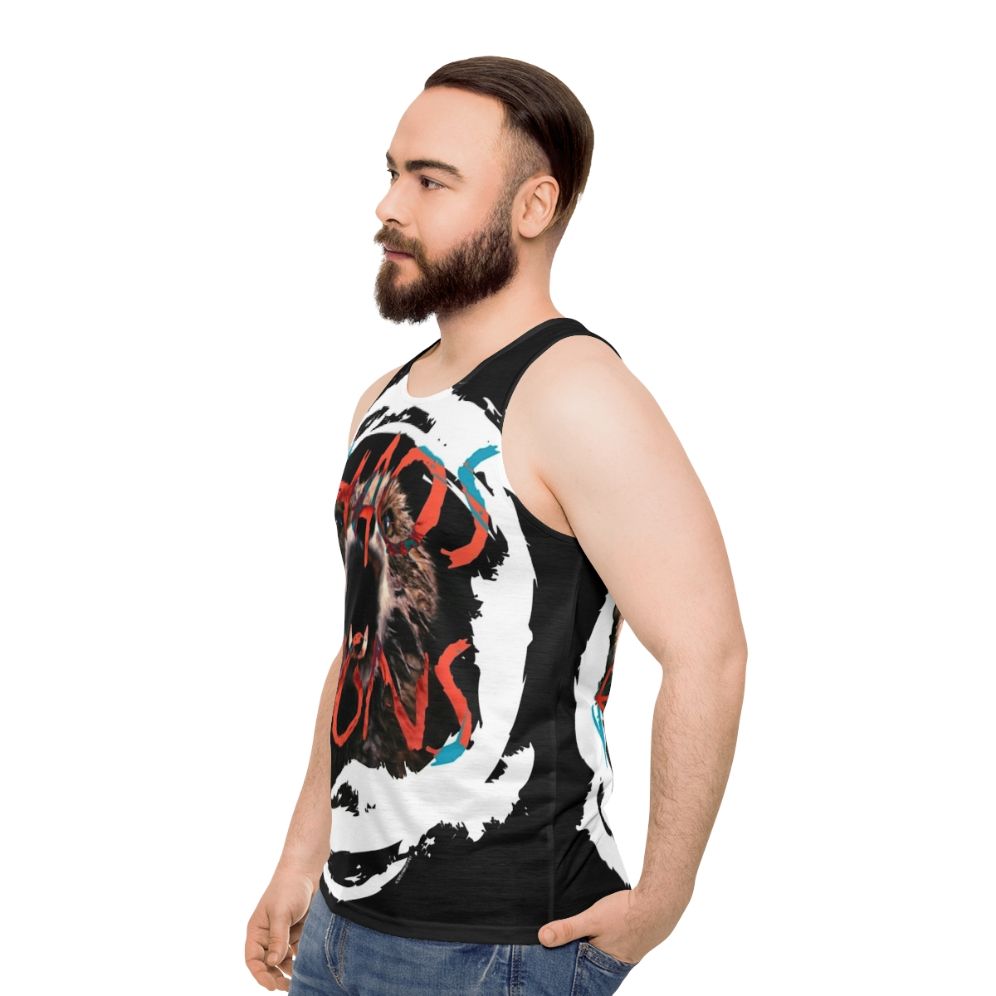 Chaos Reigns Unisex Tank Top with Cult Movie Inspired Design - men side