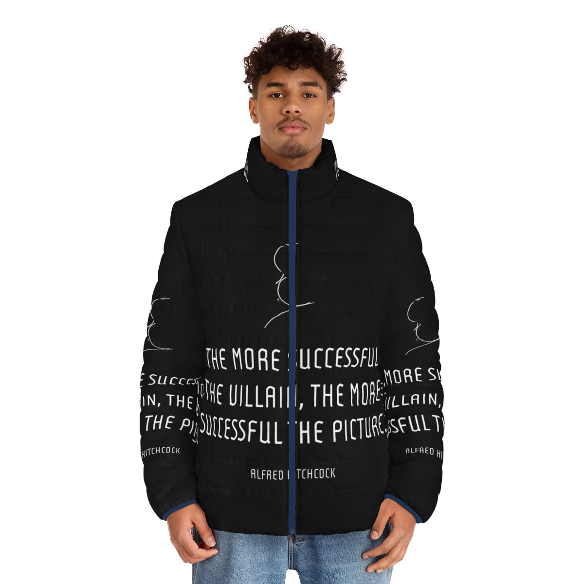 Alfred Hitchcock Villain Quote Puffer Jacket - men front