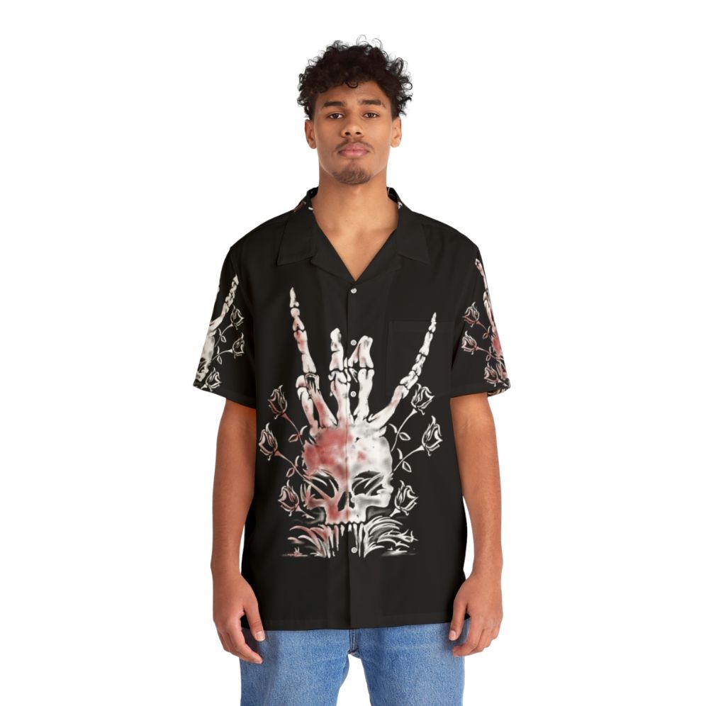 Dead Island 2 Hawaiian Shirt featuring zombie and skull graphics - People Front