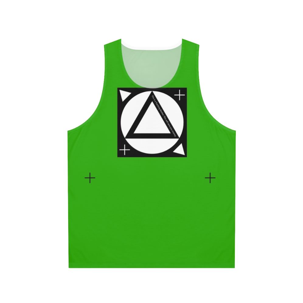 Unisex tank top with tracking markers for visual effects and green screen filming