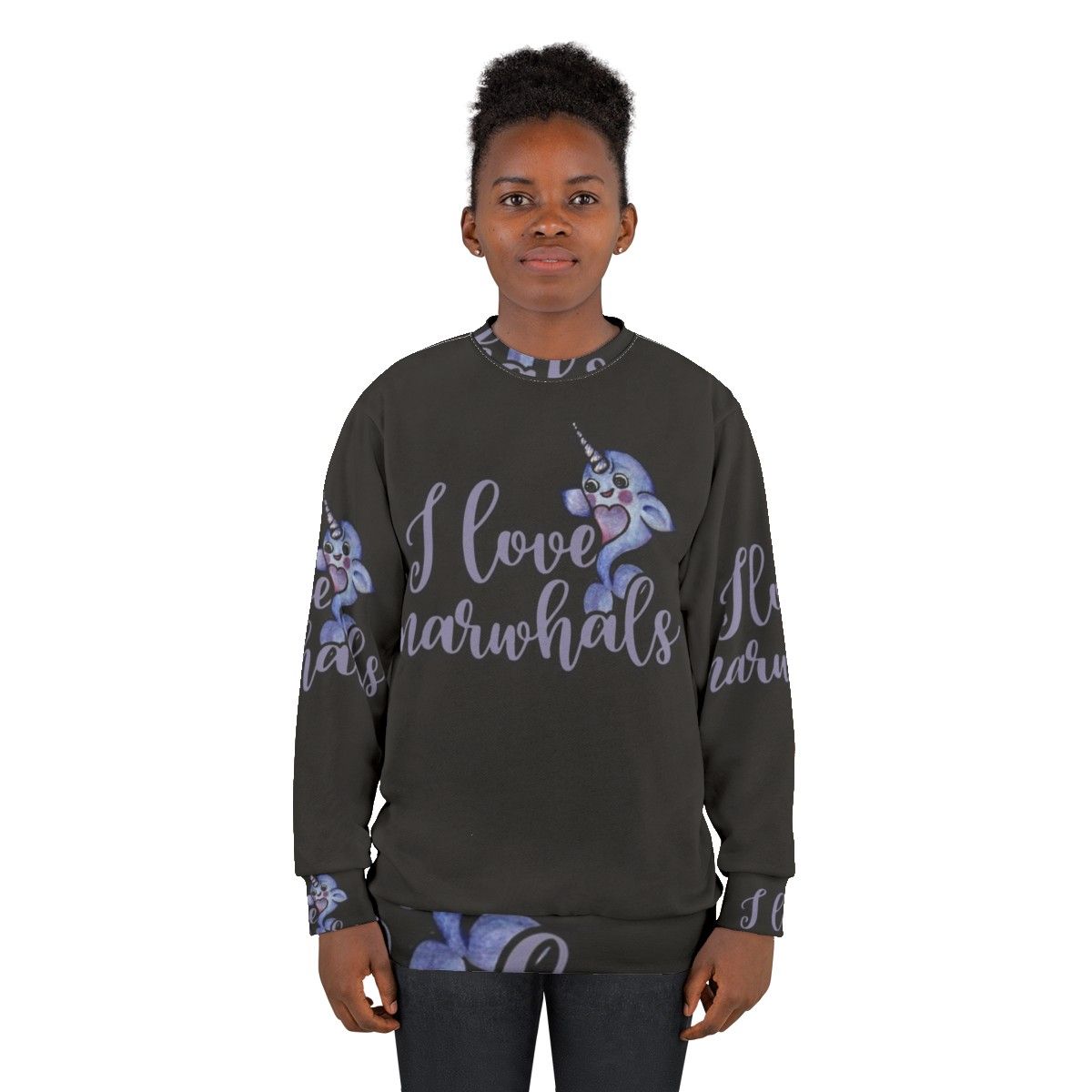 Adorable I Love Narwhals Purple and Pink Sweatshirt - women