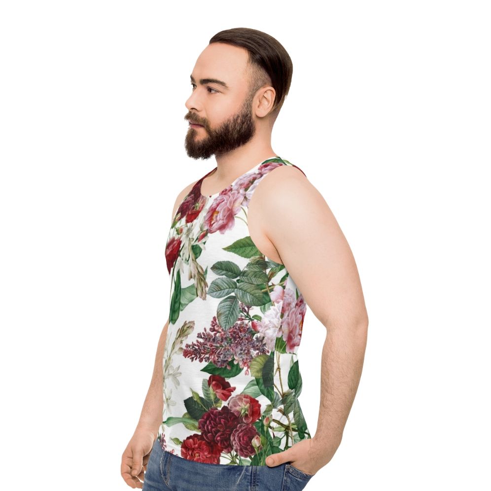 Exotic Garden Summer Floral Botanical Unisex Tank Top - men side