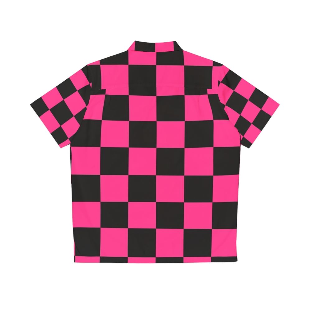 Black and pink checkerboard pattern Hawaiian shirt - Back