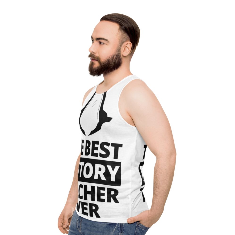 Unisex tank top with assassin-inspired design for history teachers - men side