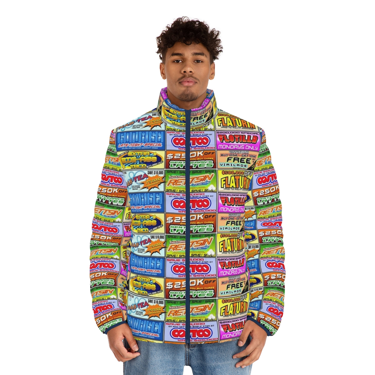 Brands Of Uhmerica Puffer Jacket featuring Idiocracy-inspired design - men front