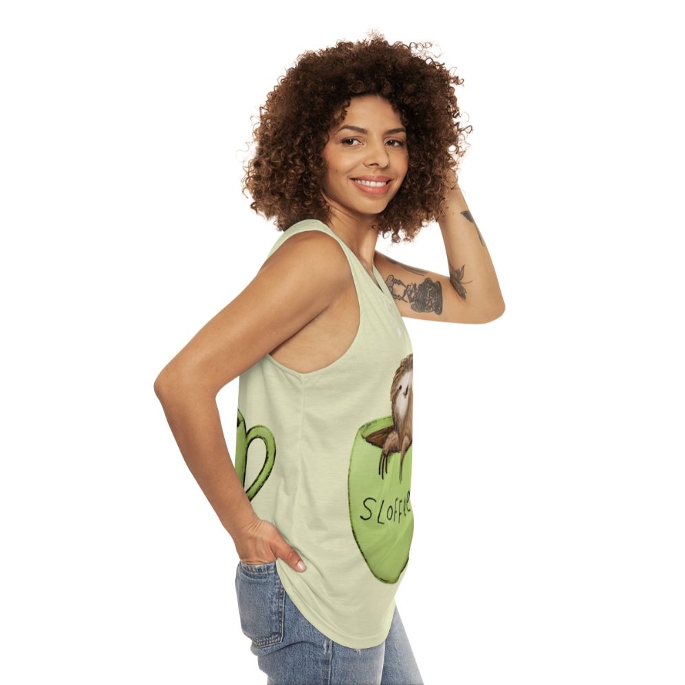 Sloffee Unisex Sloth Coffee Lover Tank Top - women side