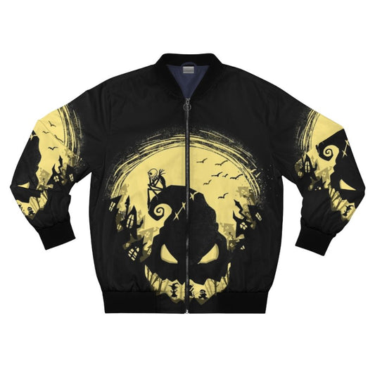 Jack Skellington and Oogie Boogie from The Nightmare Before Christmas featured on a black bomber jacket.