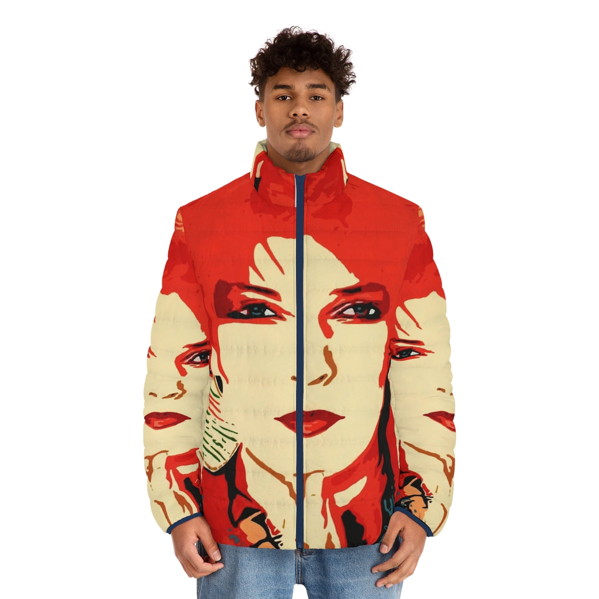 Toyah Puffer Jacket in retro pop art colors - men front