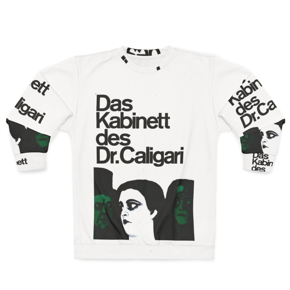 Vintage sweatshirt featuring the classic silent film "The Cabinet of Dr. Caligari" and its iconic poster design