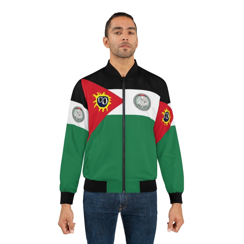 Aida Celtic Primal Scream Bomber Jacket with Football and Palestine Inspired Design - Lifestyle