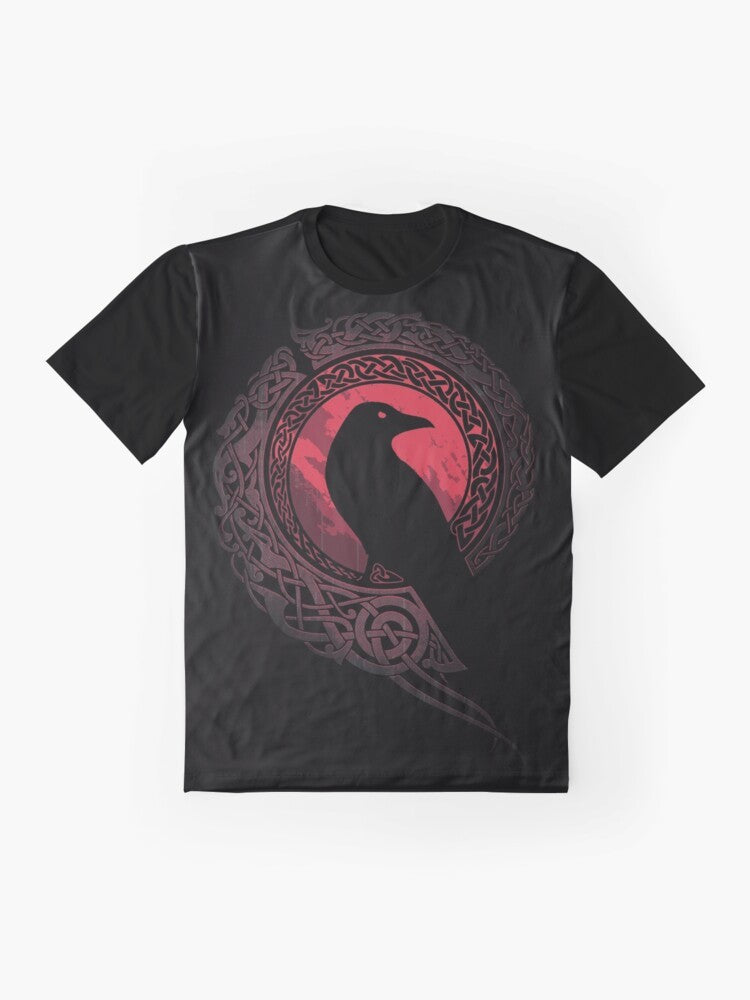 EDDA Graphic T-Shirt with Nordic Mythology and Celtic Knot Design - Flat lay