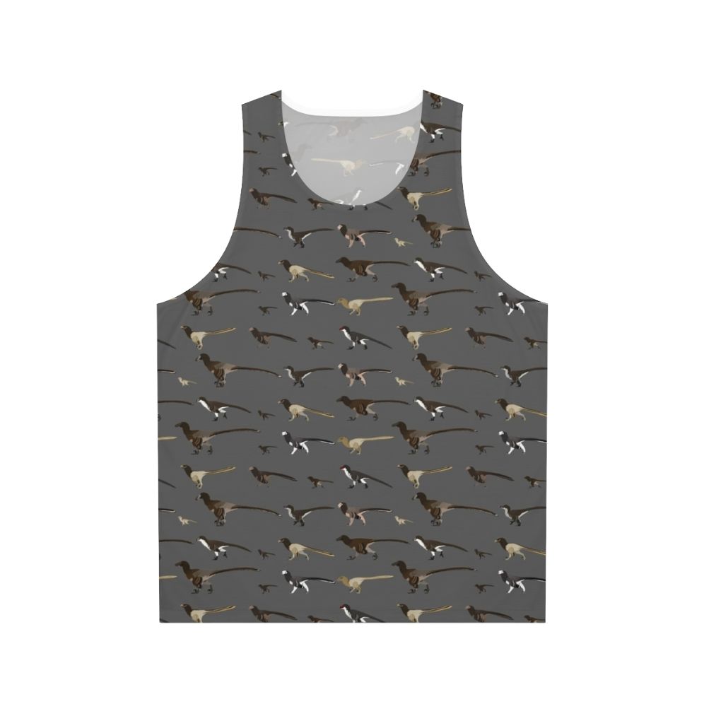 Dromaeosaurid dinosaur pattern unisex tank top