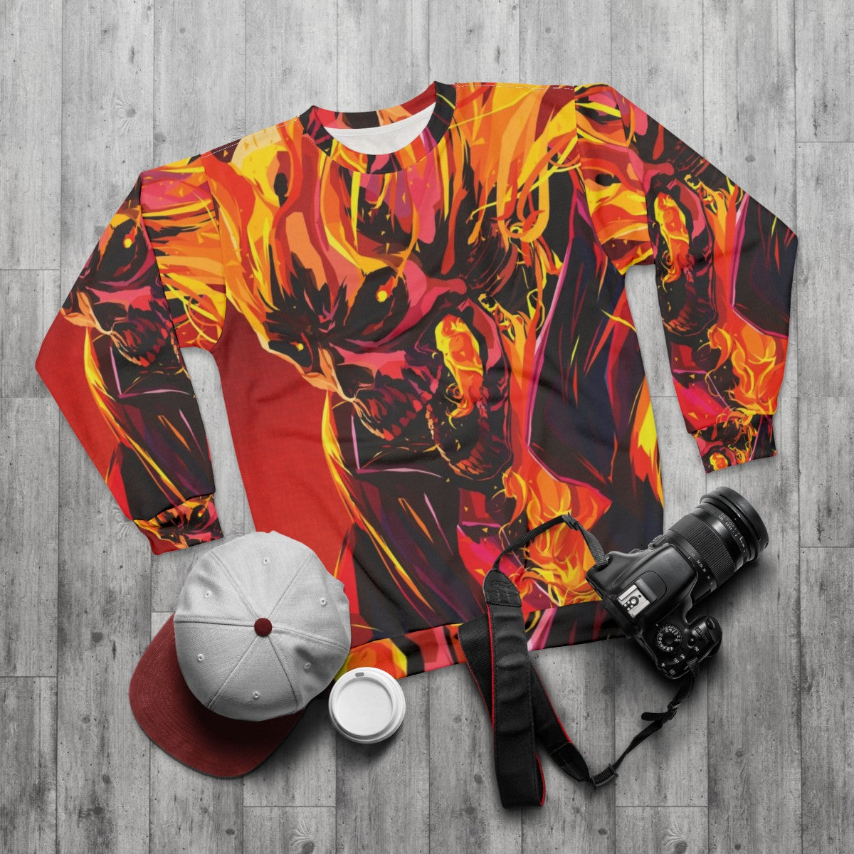 Ghost Rider Skull Sweatshirt - flat lay