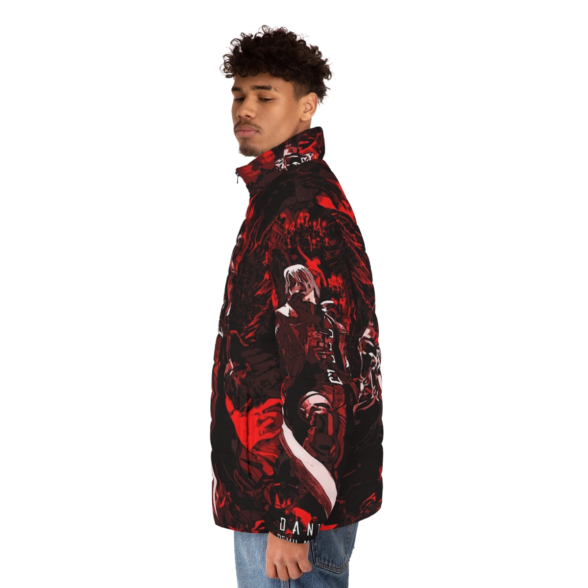 Classic Dante from Devil May Cry Puffer Jacket, featuring the iconic character from the popular video game series. - men side left