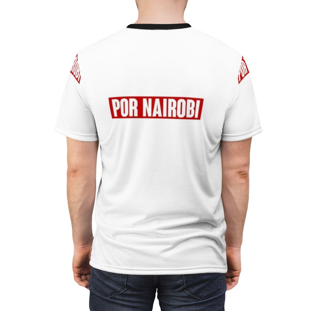 Por Nairobi Inspired T-Shirt with Money Heist TV Show Graphics - men back