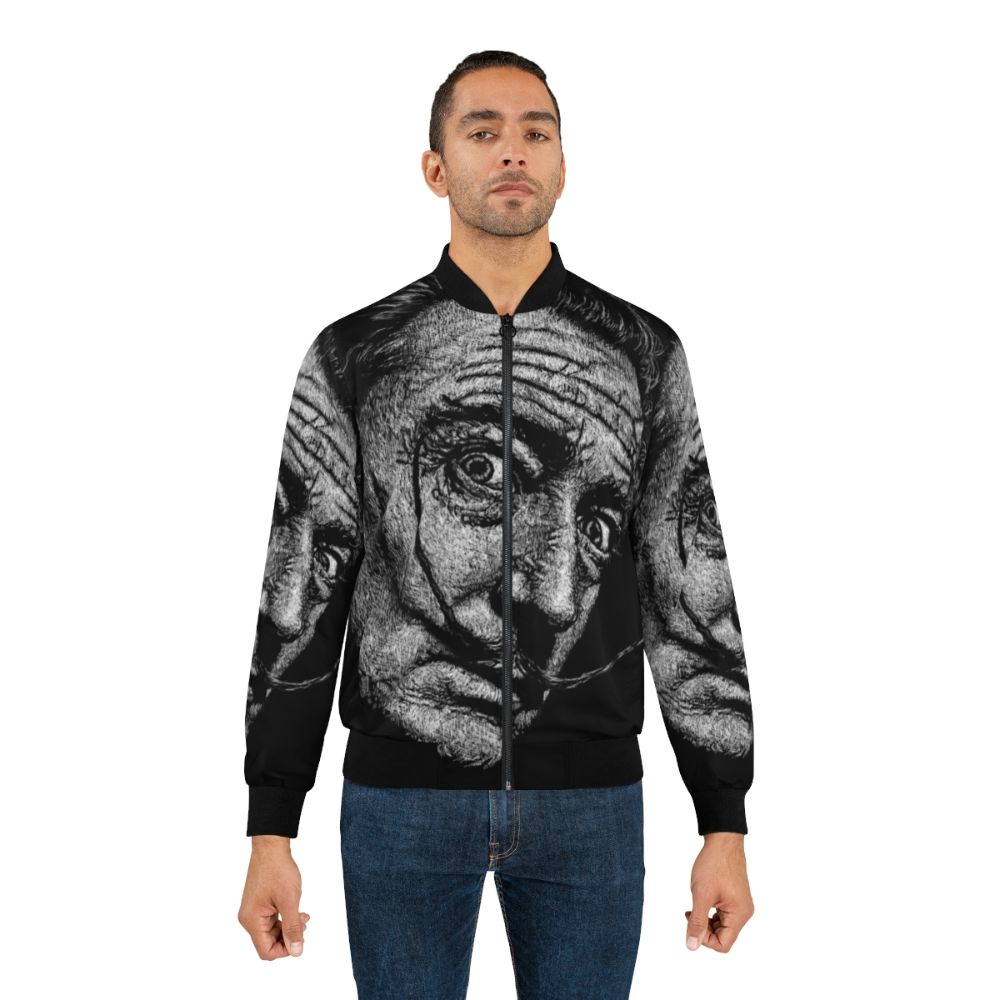 Salvador Dali inspired bomber jacket with surrealist art graphics - Lifestyle