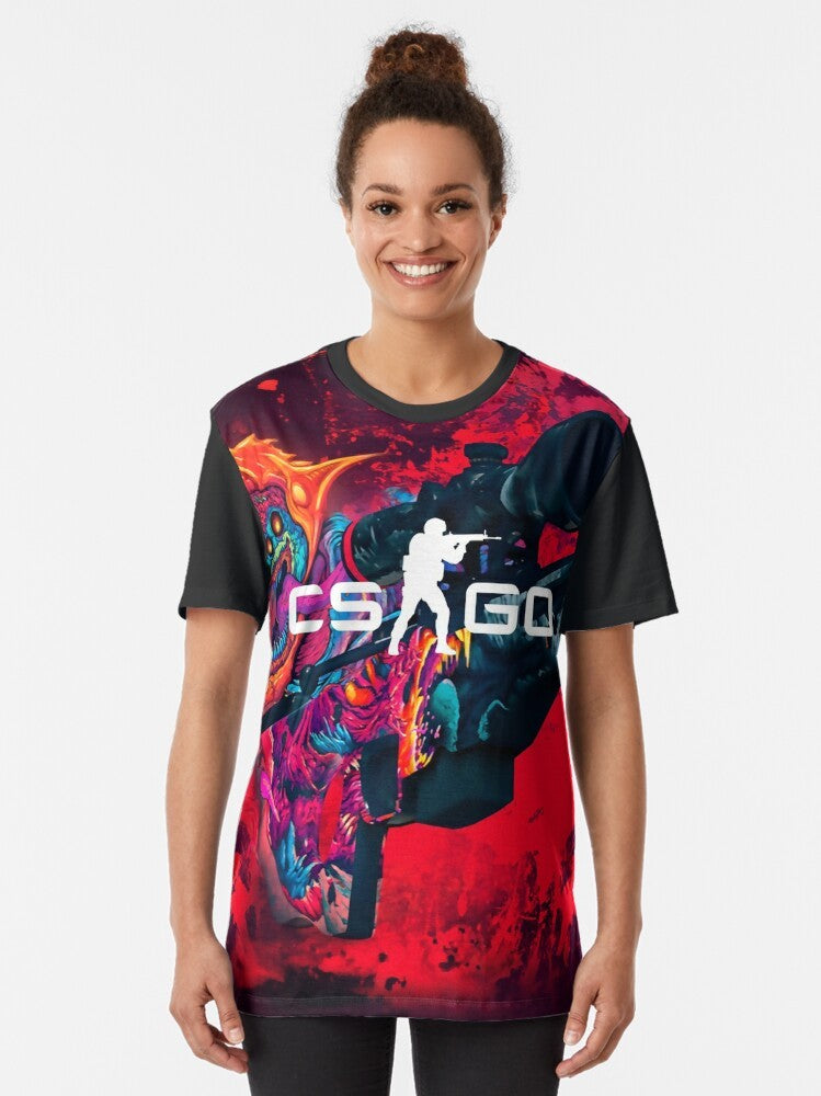 CSGO Hyperbeast Graphic T-Shirt featuring a vibrant and dynamic pattern design - Women