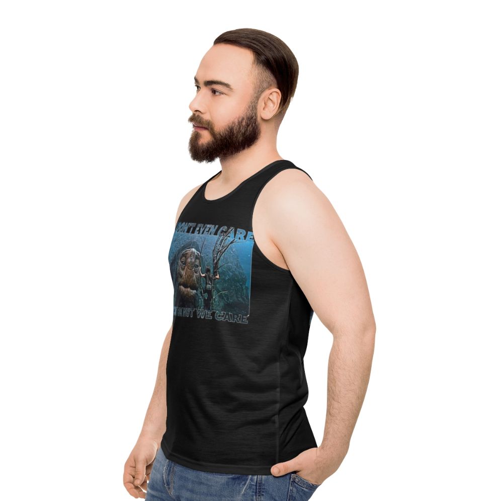 Unisex tank top with graphic design of the turtle from 'The Neverending Story' - men side