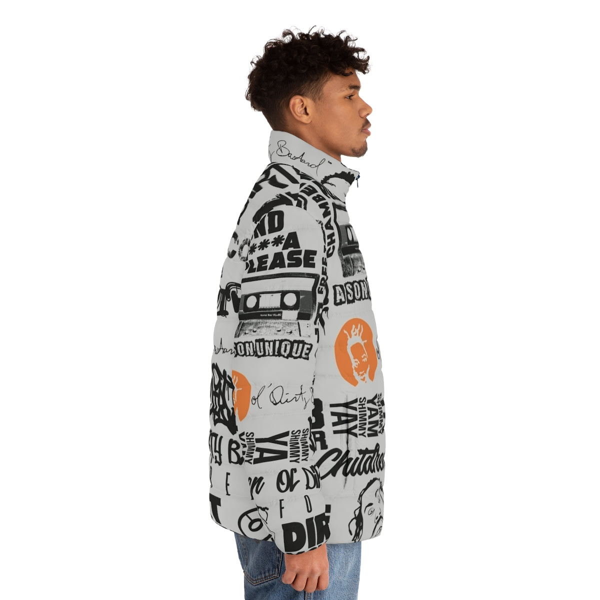 ODB Word Cloud Quotes Puffer Jacket - Officially Licensed Urban Streetwear - men side right