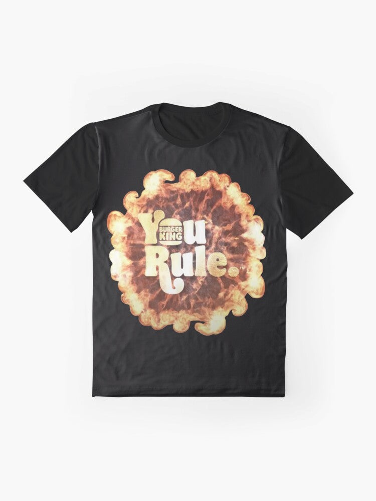 "YOU RULE" Burger King inspired graphic t-shirt with text and design - Flat lay