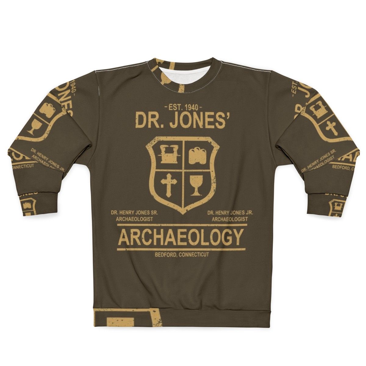 Archaeology-themed sweatshirt with Indiana Jones design