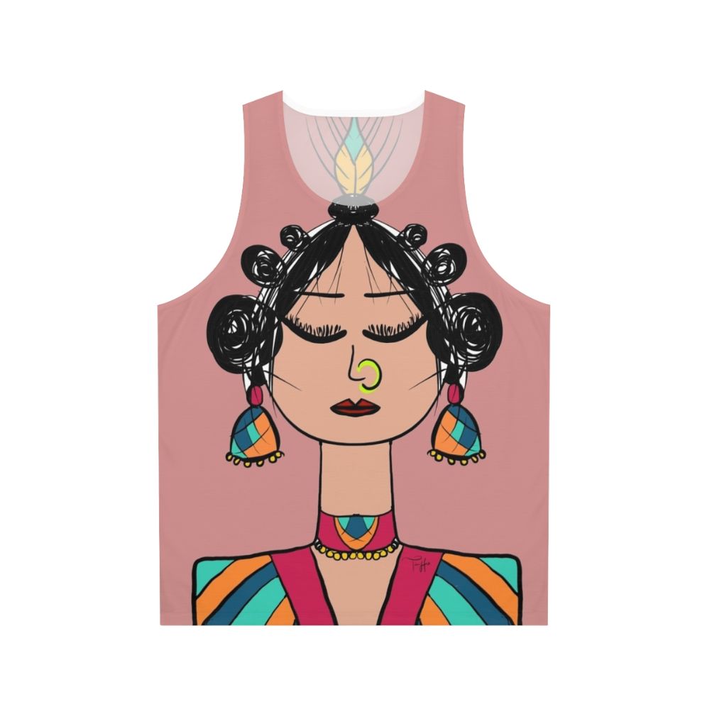 Whimsical diva doll unisex geometric tank top