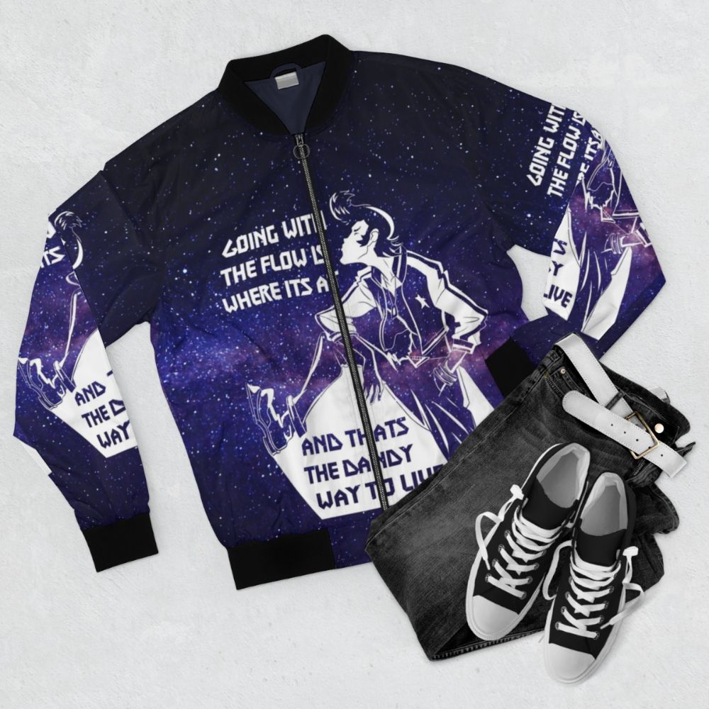 Space Dandy inspired bomber jacket - Flat lay