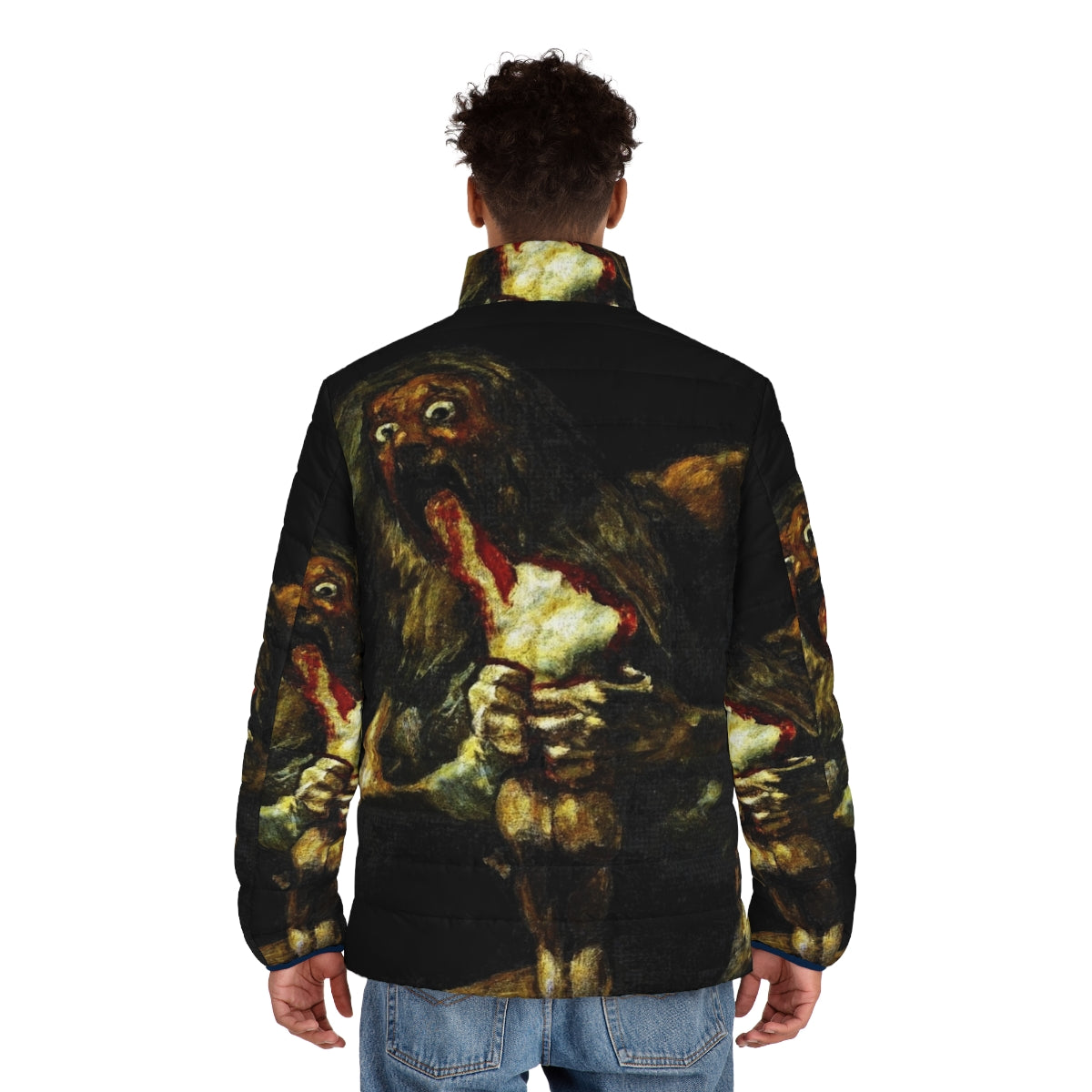 Puffer jacket featuring Francisco Goya's famous painting "Saturn Devouring His Son" - men back