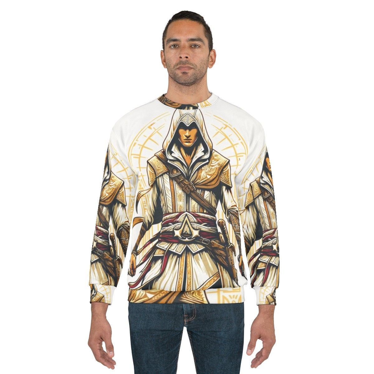 Assassins Creed Sweatshirt with Assassin In Action and Bright Colors - men