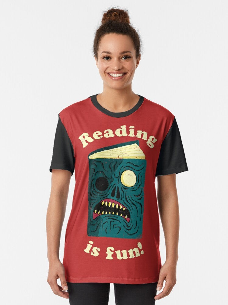 Evil Dead Graphic Tee Featuring "Reading is Fun" Design - Women