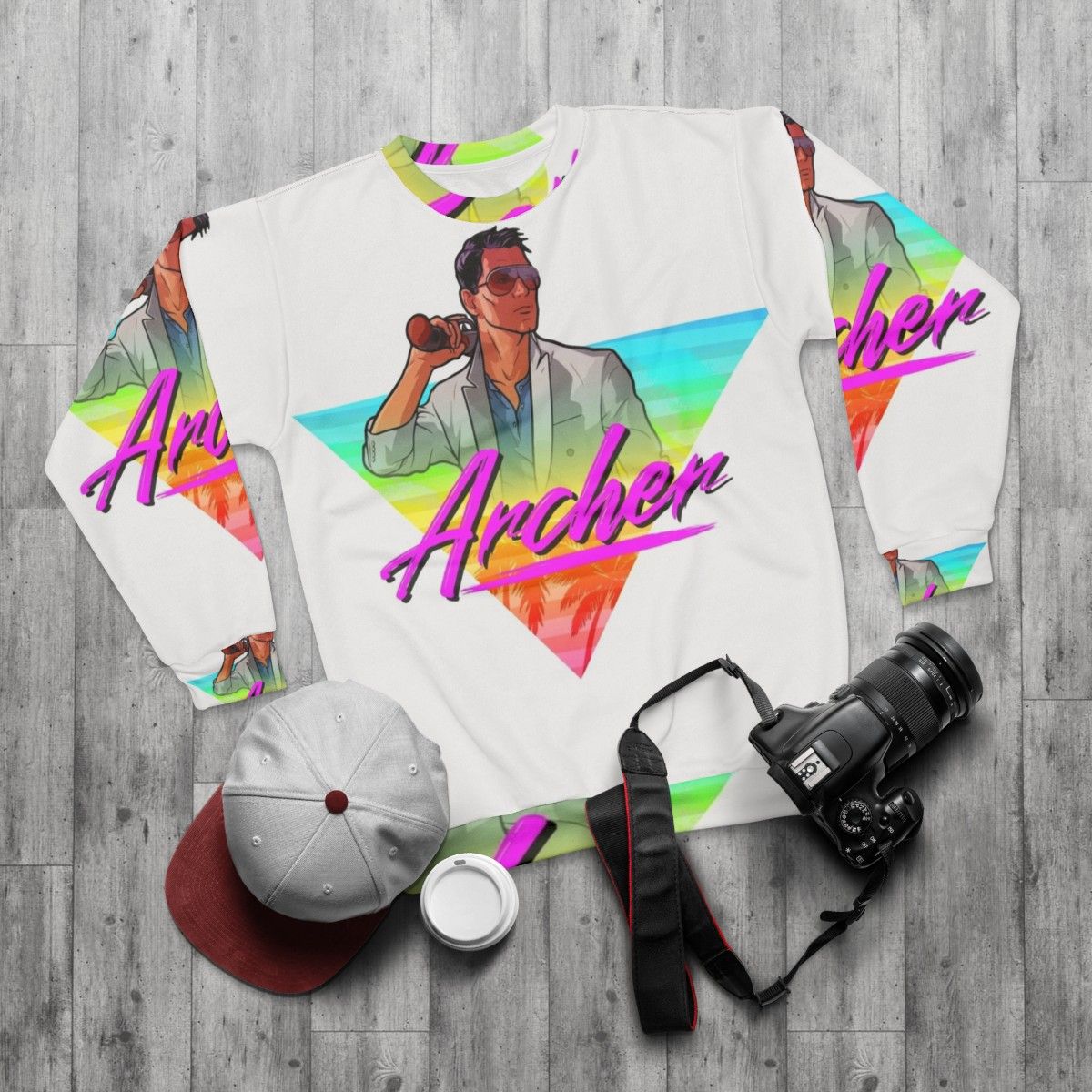 Archer Vice 80s Triangle Design Sweatshirt - flat lay