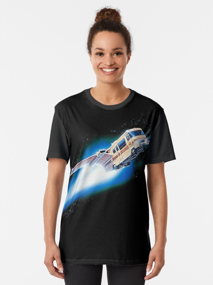 Spaceballs Winnebago graphic t-shirt featuring the iconic spaceship from the 1980s comedy film - Women