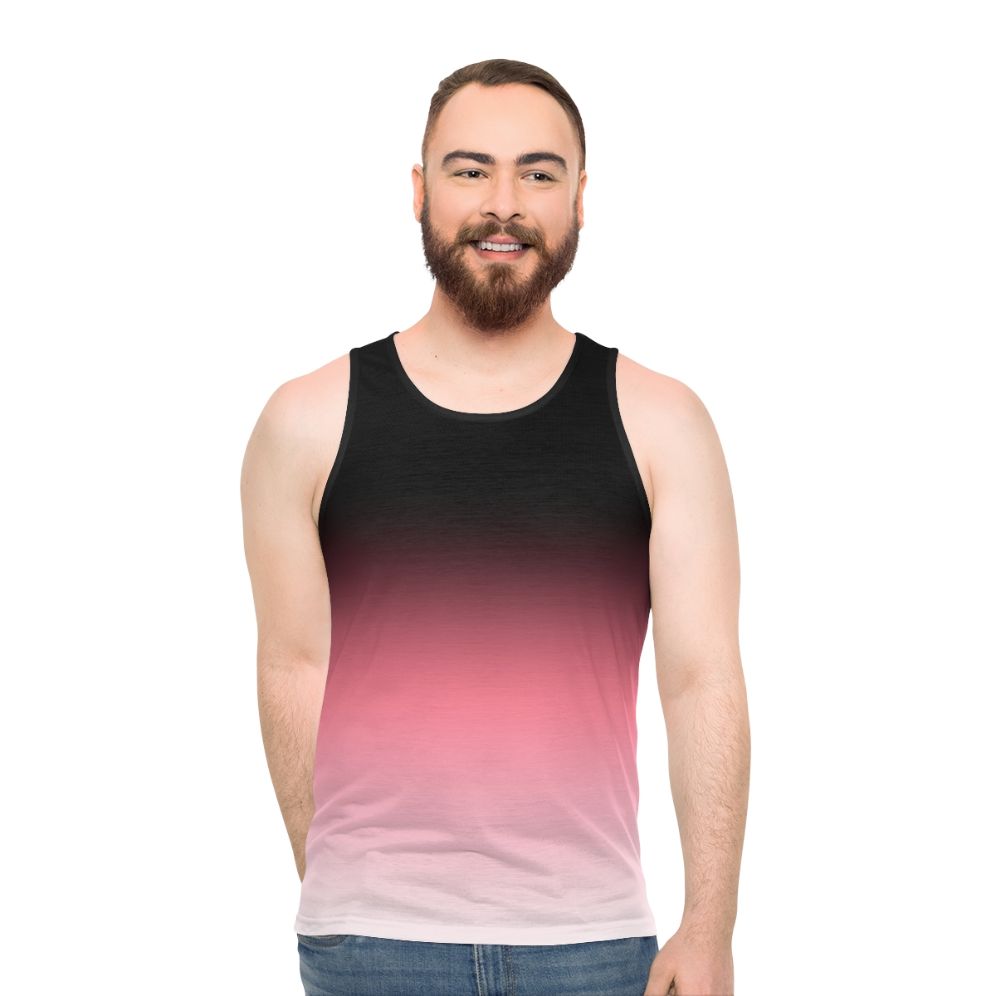 Black, pink, and white ombre dip dye unisex tank top - men