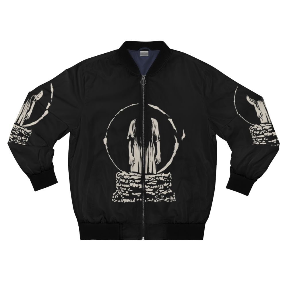 The Ring White Bomber Jacket featuring horror movie-inspired design