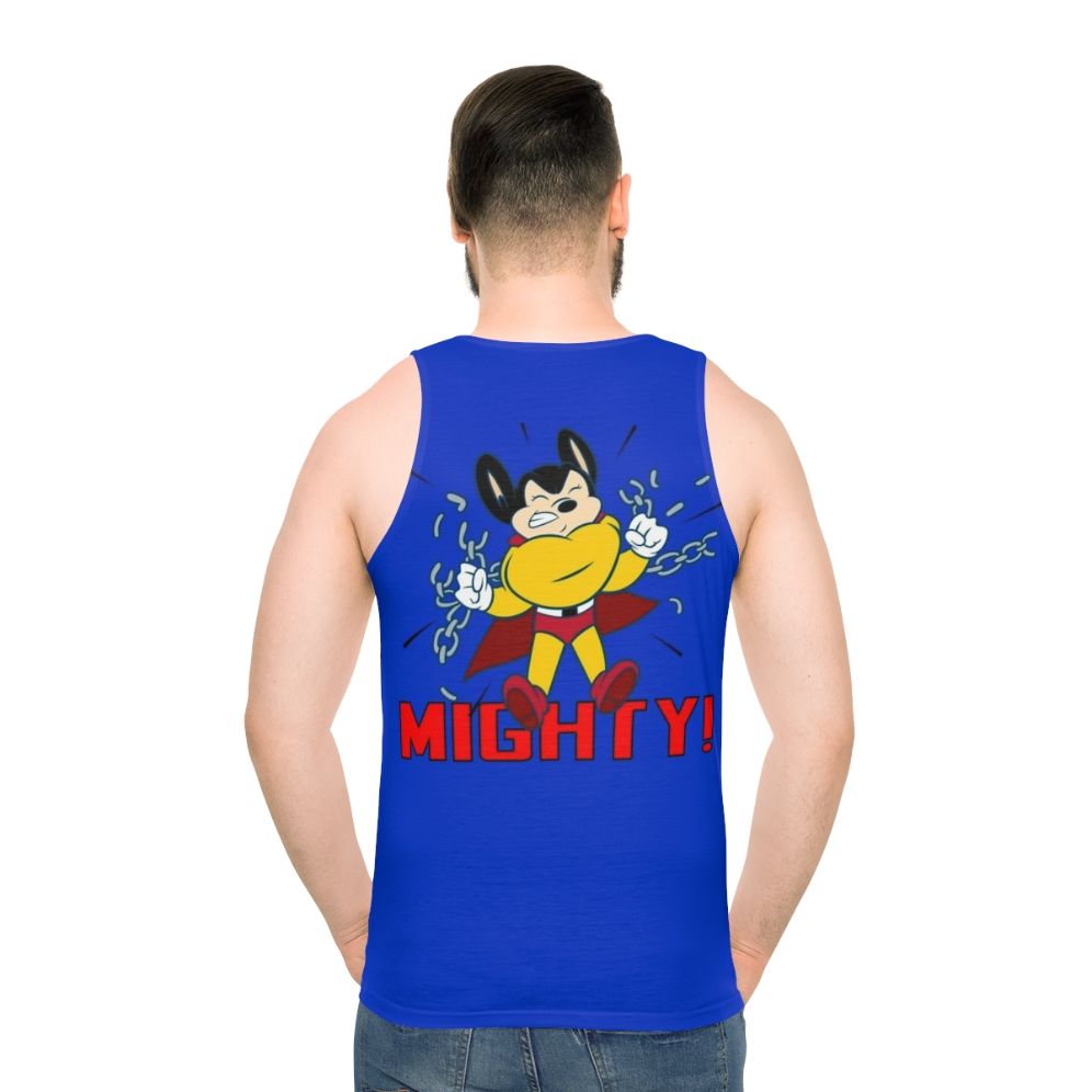 Mighty Unisex Retro Superhero Sci-Fi Cartoon Tank Top - men back