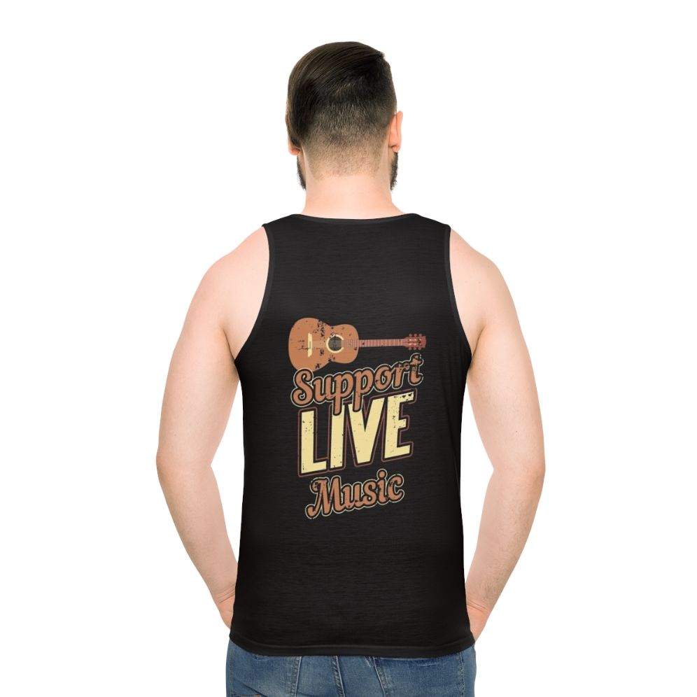 Indie rock live music musician band unisex tank top - men back