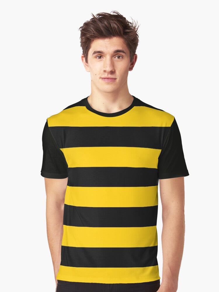 Bee graphic t-shirt with yellow and black stripes - Men