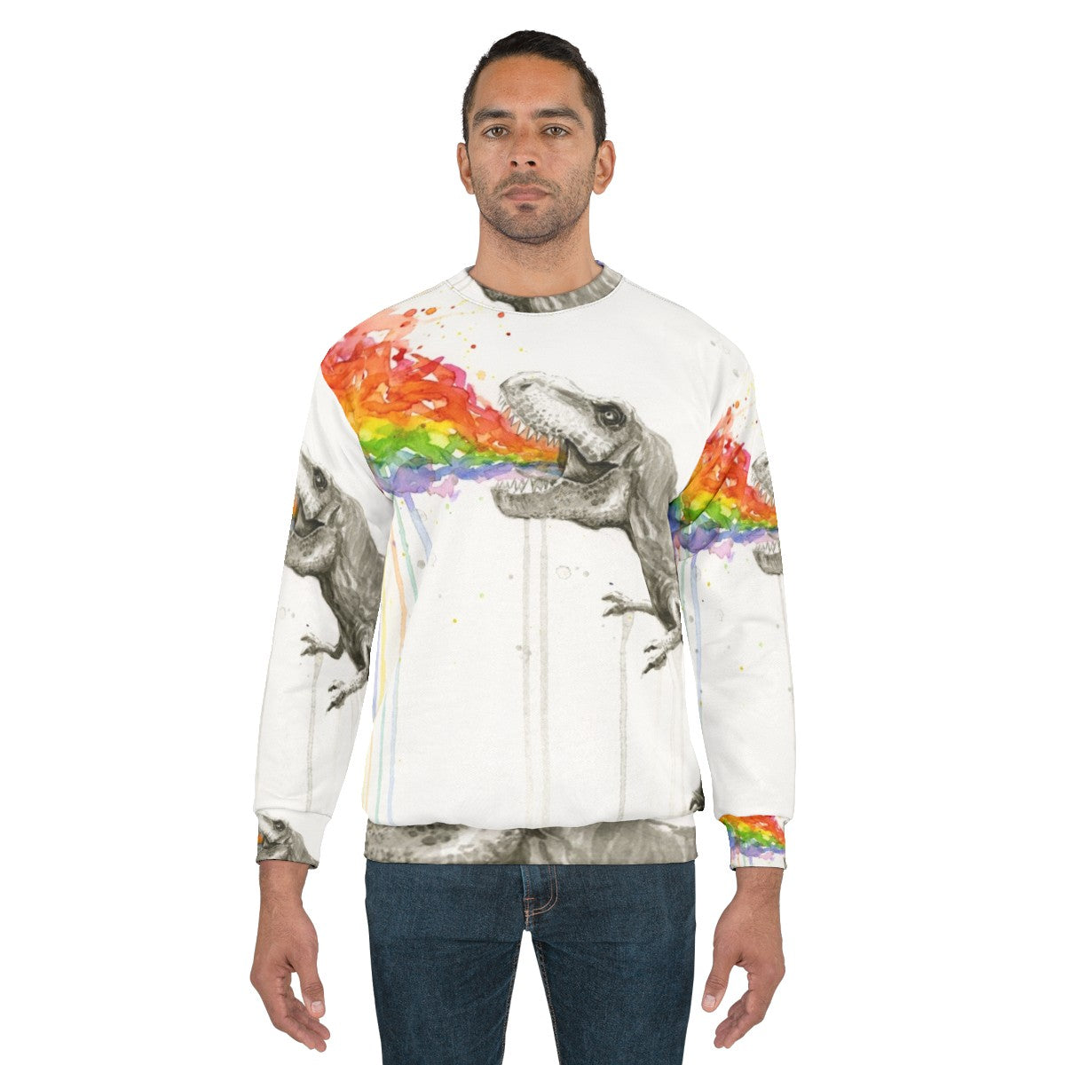 Colorful T-Rex Rainbow 'Puke' Sweatshirt - men